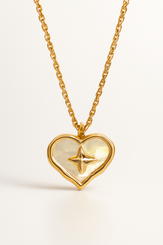 Sunkissed Heart Glow Necklace Gold Vermeil Heart Pendant with Mother of Pearl LN10101