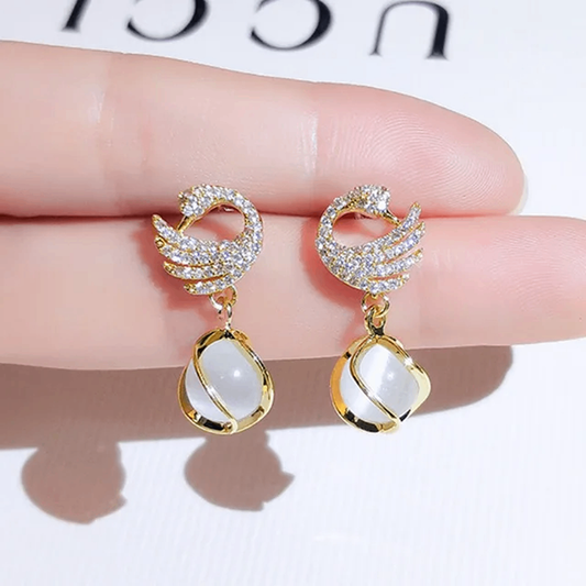 Swan Drop Crystal Dangle Earrings LE10205