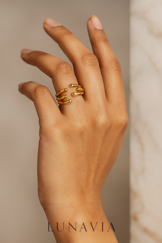 Triple Arc Open Cuff Ring in Gold LR10171