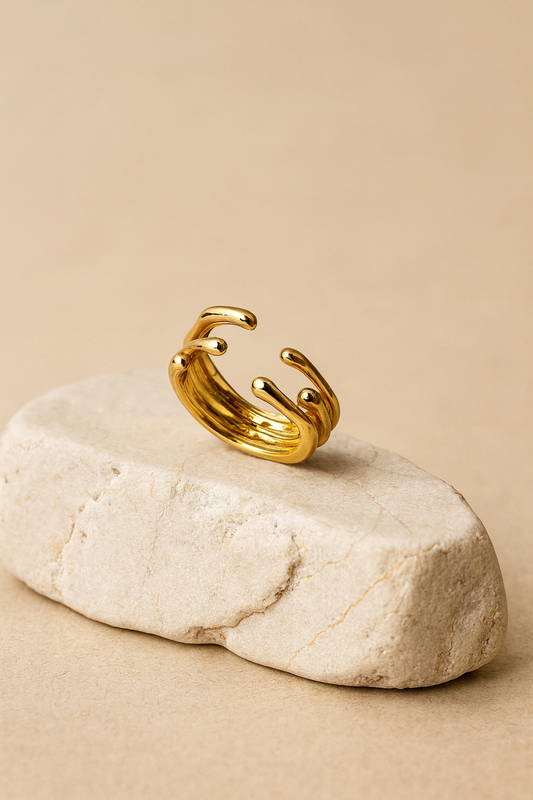 Triple Arc Open Cuff Ring in Gold LR10171