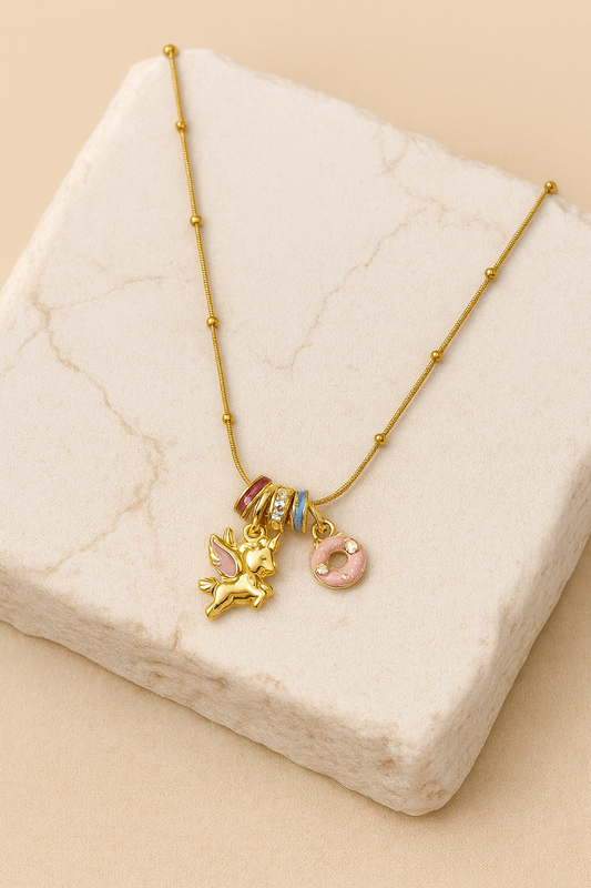 Unicorn & Donut Kids’ Charm Necklace LN10279