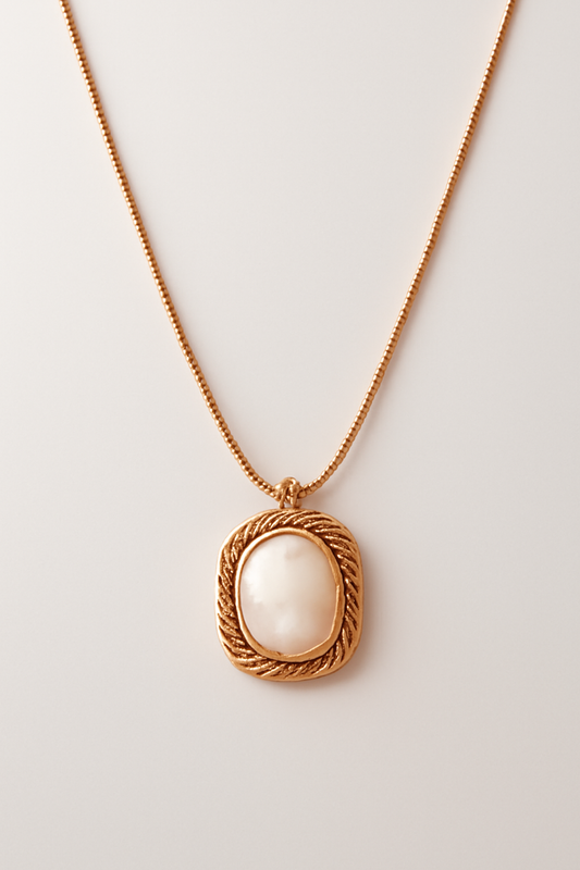 Vintage Rose Gold Pearl Pendant Necklace – Elegant Statement Jewelry for Women LN10156