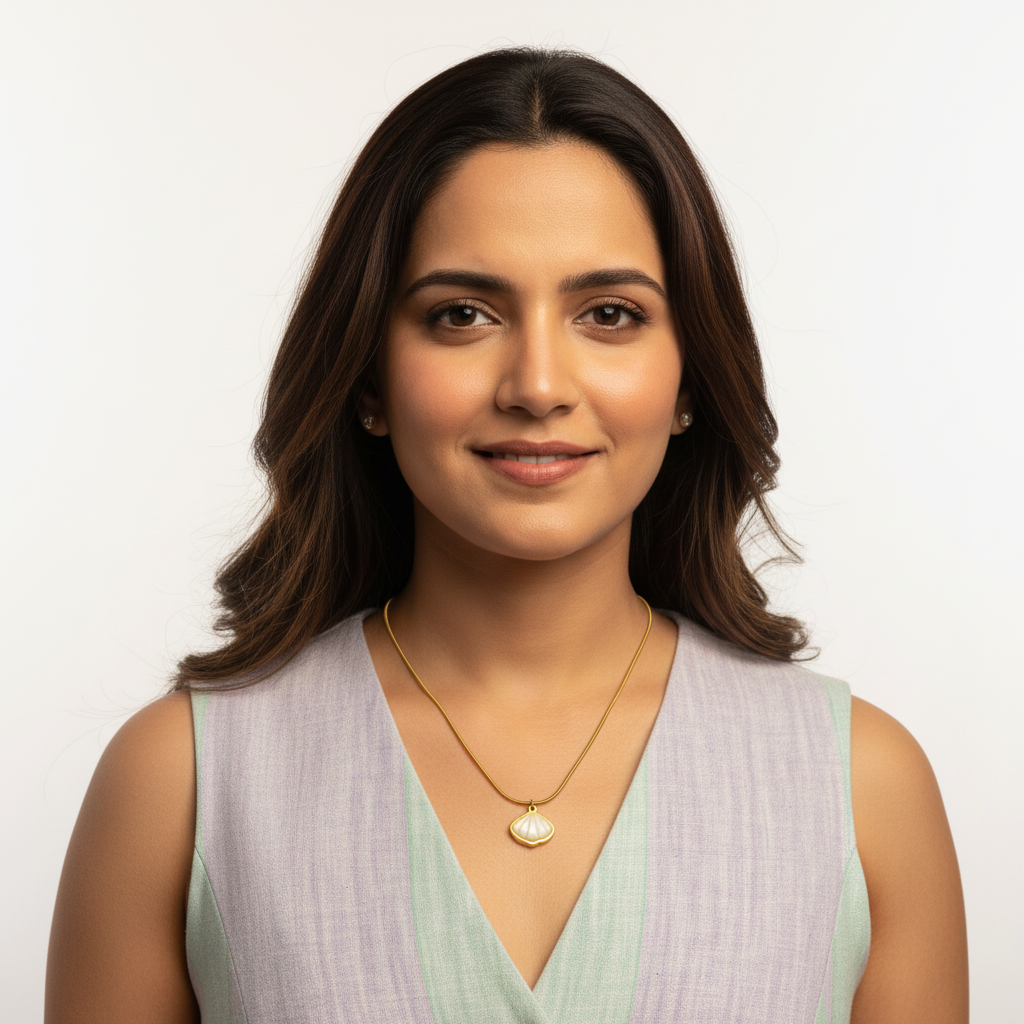 Gold Shell Pendant Necklace – Mother‑of‑Pearl Look LN10196