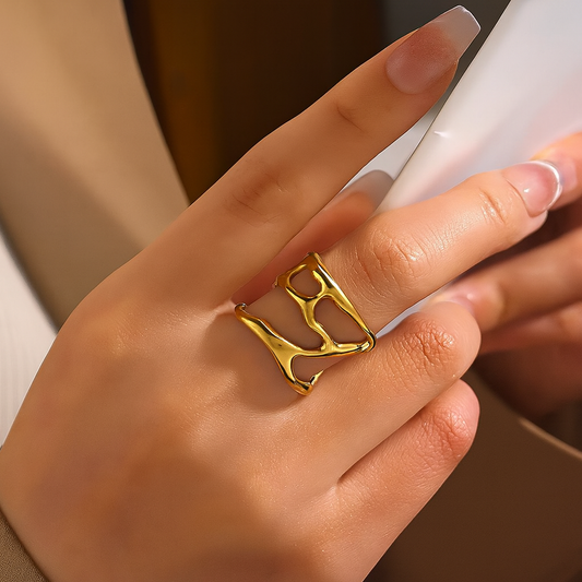 Abstract Gold Ring – Modern Sculpted Statement Jewelry for Women LR10191