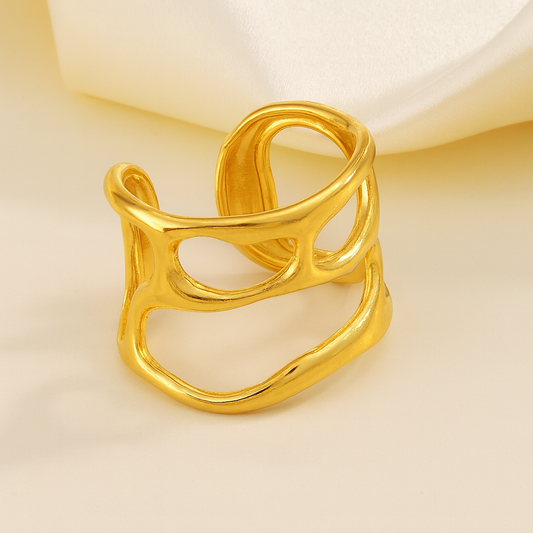 Abstract Gold Ring – Modern Sculpted Statement Jewelry for Women LR10191