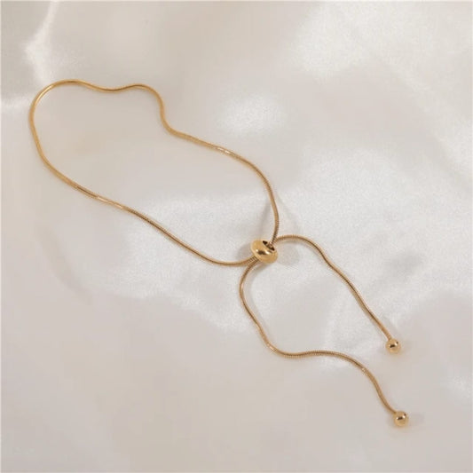 Adjustable Gold Cord Anklet LA10108