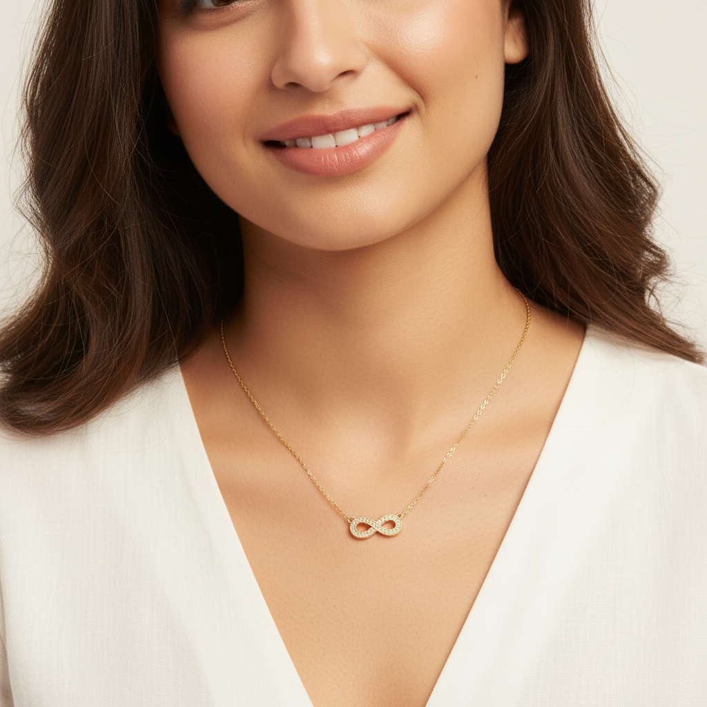 Dainty Gold Infinity Pendant Necklace | Minimalist Everyday Jewellery LN10328