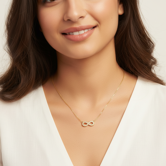 Dainty Gold Infinity Pendant Necklace | Minimalist Everyday Jewellery LN10328