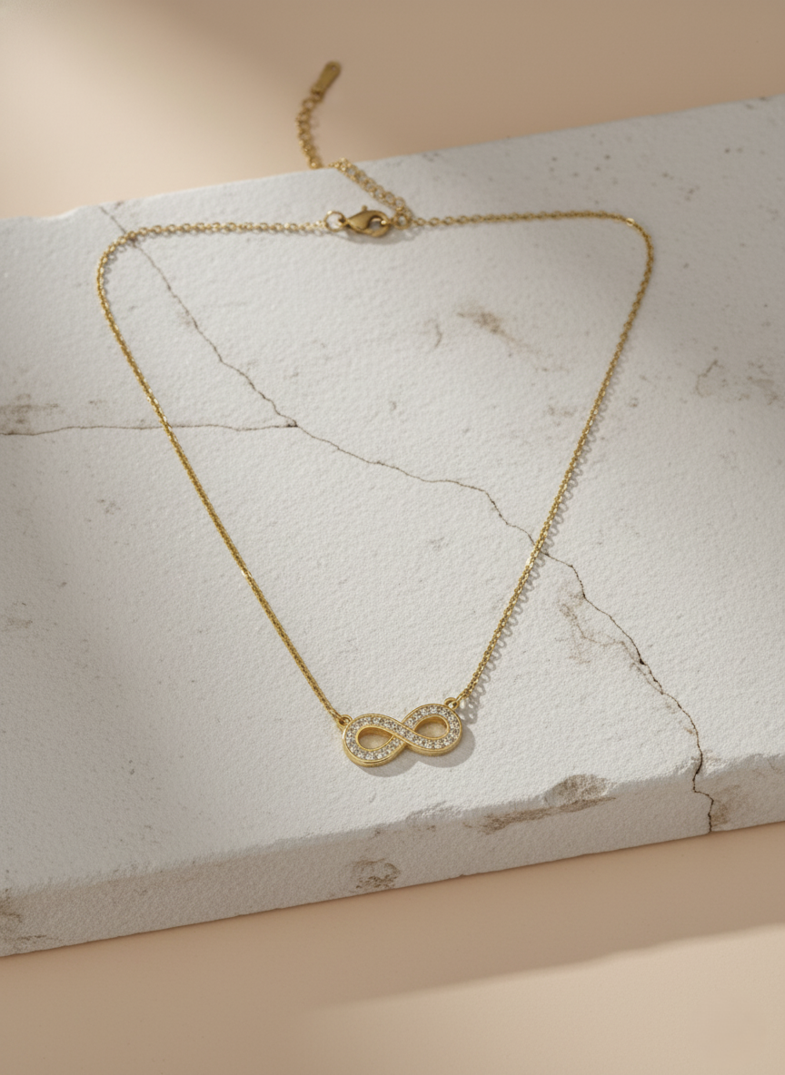 Dainty Gold Infinity Pendant Necklace | Minimalist Everyday Jewellery LN10328