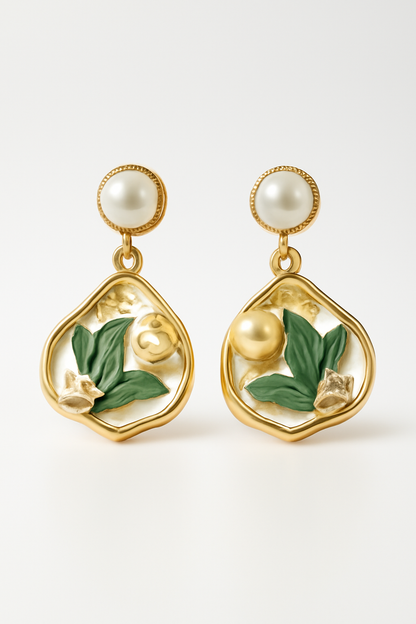 Floral Pearl Drop Earrings LE10157