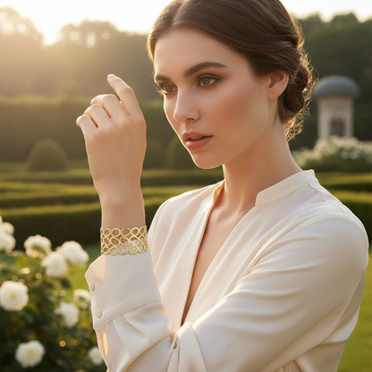 Gold Open Circle Cuff Bracelet – Modern Geometric Statement Bangle LB10190