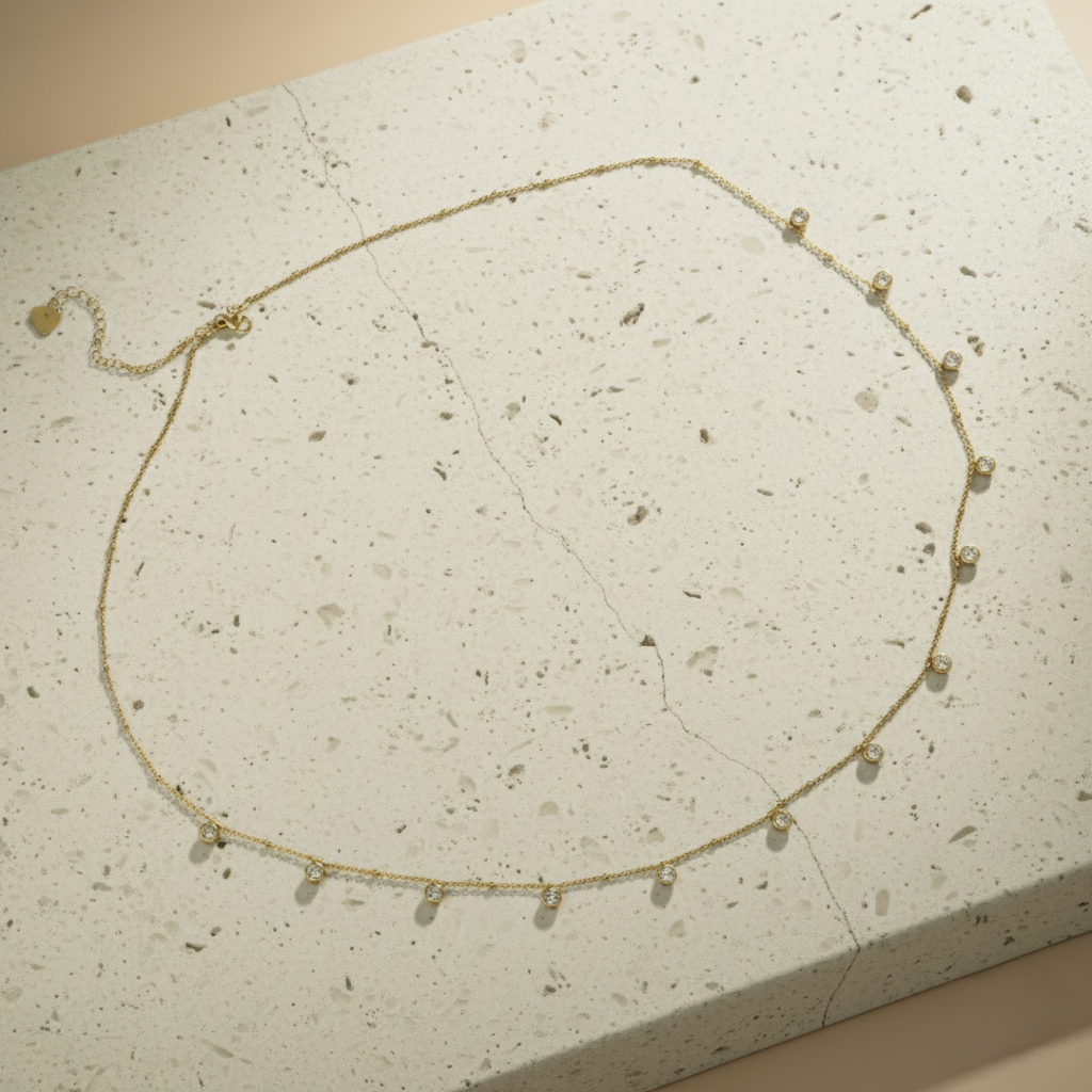 Gold Crystal Drop Belly Chain – Dainty Adjustable Waist Chain for Women LW10117