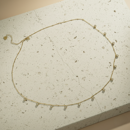 Gold Crystal Drop Belly Chain – Dainty Adjustable Waist Chain for Women LW10117