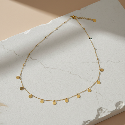 Gold Disc Charm Belly Chain – Dainty Adjustable Waist Chain for Women LW10115