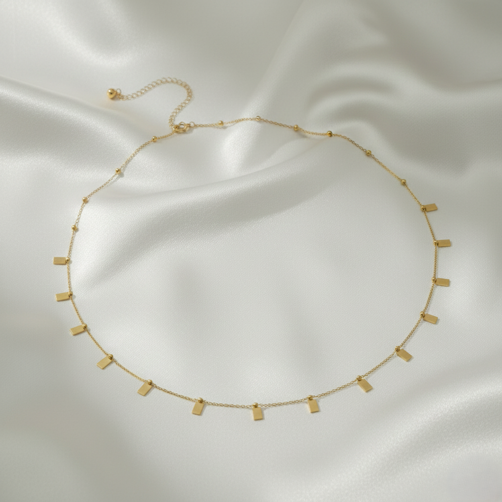 Gold Rectangle Charm Belly Chain – Minimalist Adjustable Waist Chain for Women LW10116