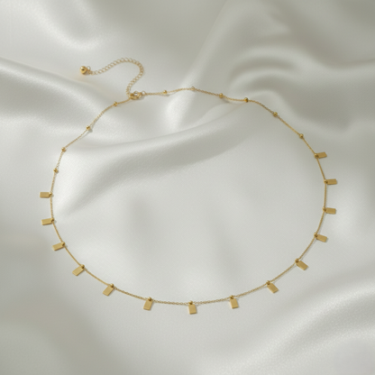 Gold Rectangle Charm Belly Chain – Minimalist Adjustable Waist Chain for Women LW10116