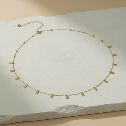 Gold Rectangle Charm Belly Chain – Minimalist Adjustable Waist Chain for Women LW10116