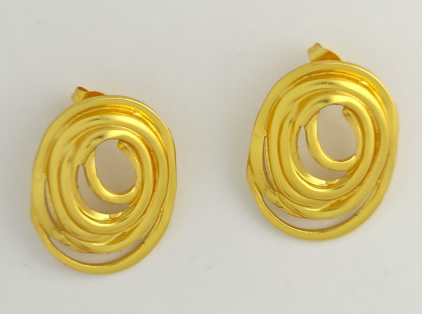 Gold Abstract Spiral Stud Earrings LE10249