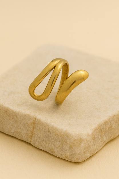 Gold Adjustable Teardrop Wrap Ring LR10123