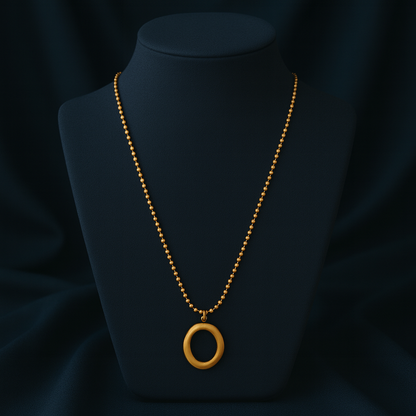 Gold Beaded Chain Circle Pendant Necklace LN10200