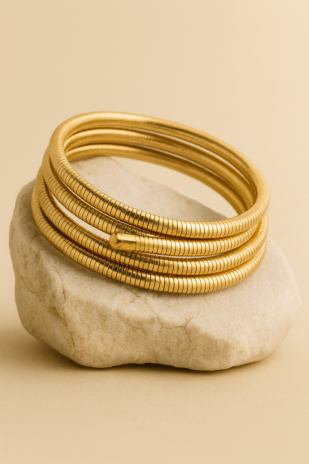 Gold Coil Wrap Bangle – Flexible Stack Bracelet LB10115
