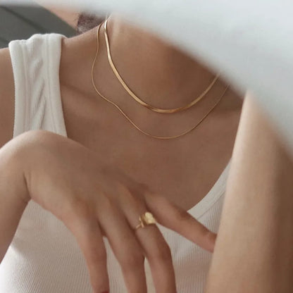 Gold Double Strand Snake Chain Necklace – Minimal Chic LN10174