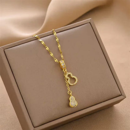 Gold Drop Pendant Necklace – Dainty Crystal Chain Jewelry LN10318