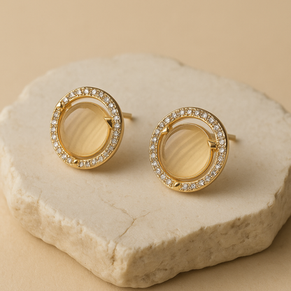 Gold Halo Stud Earrings LE10162