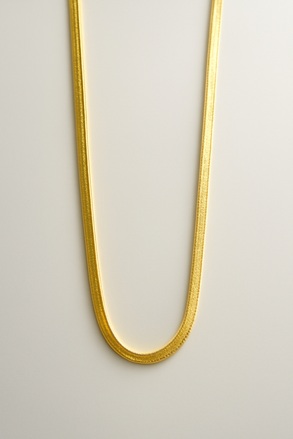 Gold Herringbone Chain Necklace Gold Vermeil Flat Snake Chain  Minimalist Jewelry LN10116