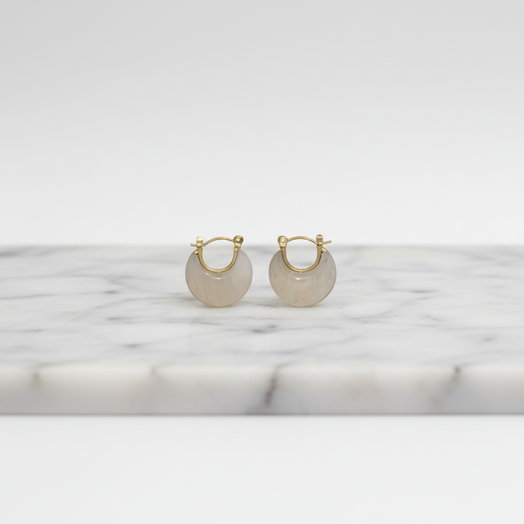 Gold Hoop Earrings with Frosted Finish – Minimalist Modern Statement Earrings for Women LE10352