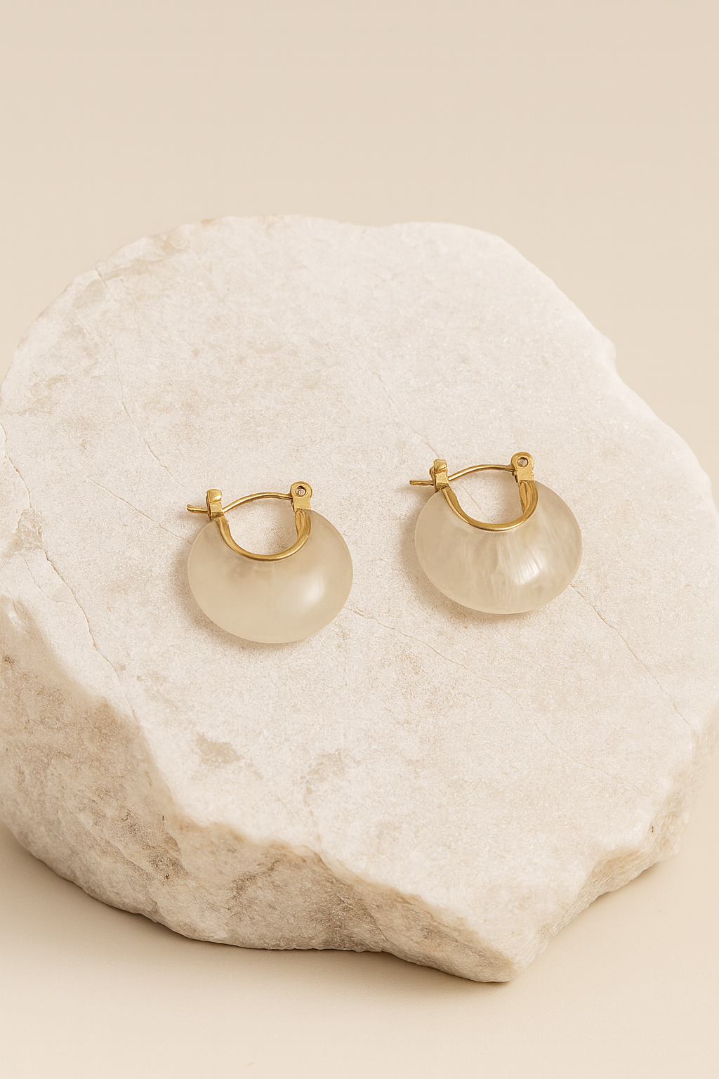Gold Hoop Earrings with Frosted Finish – Minimalist Modern Statement Earrings for Women LE10352