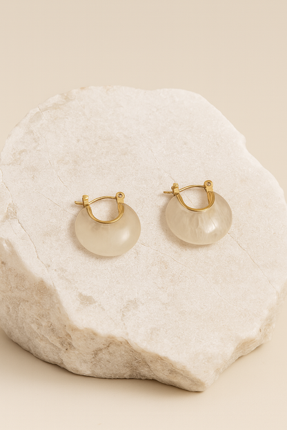 Gold Hoop Earrings with Frosted Finish – Minimalist Modern Statement Earrings for Women LE10352