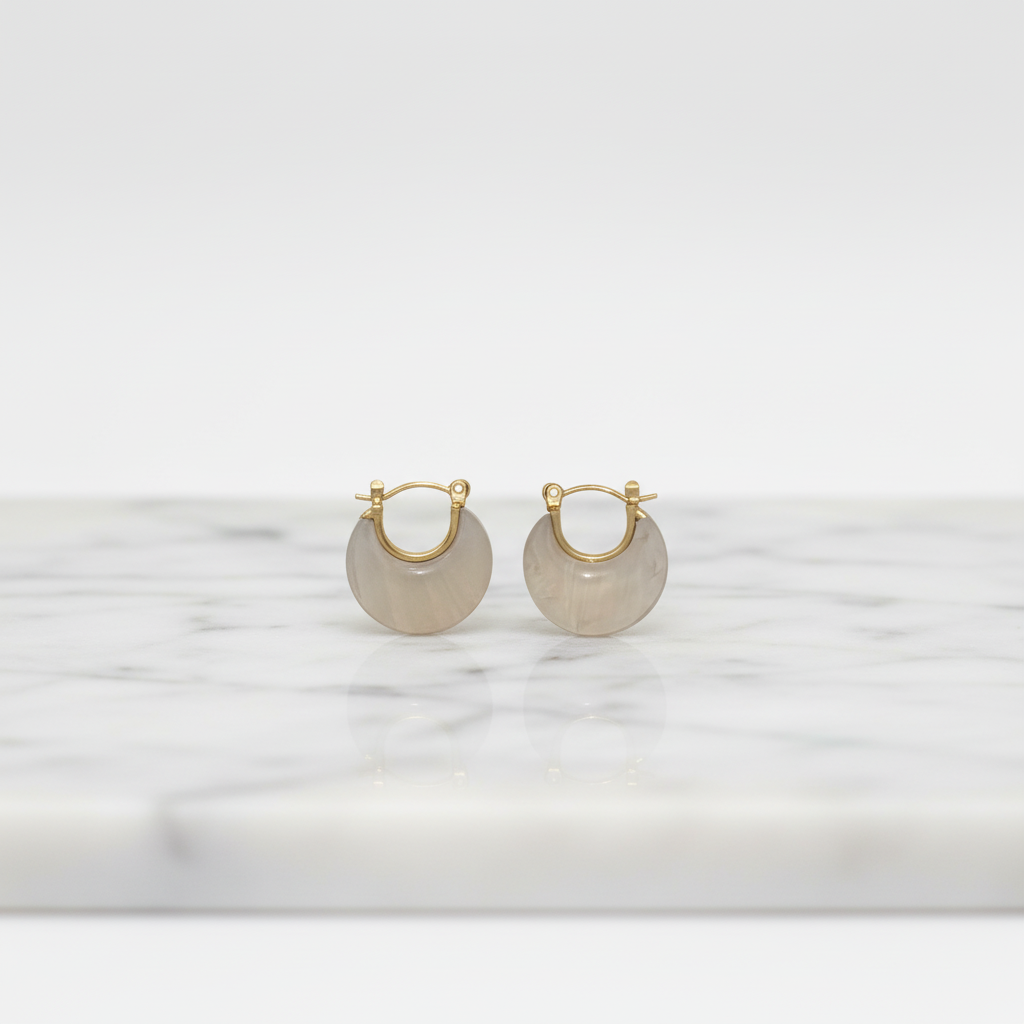Gold Hoop Earrings with Frosted Finish – Minimalist Modern Statement Earrings for Women LE10352
