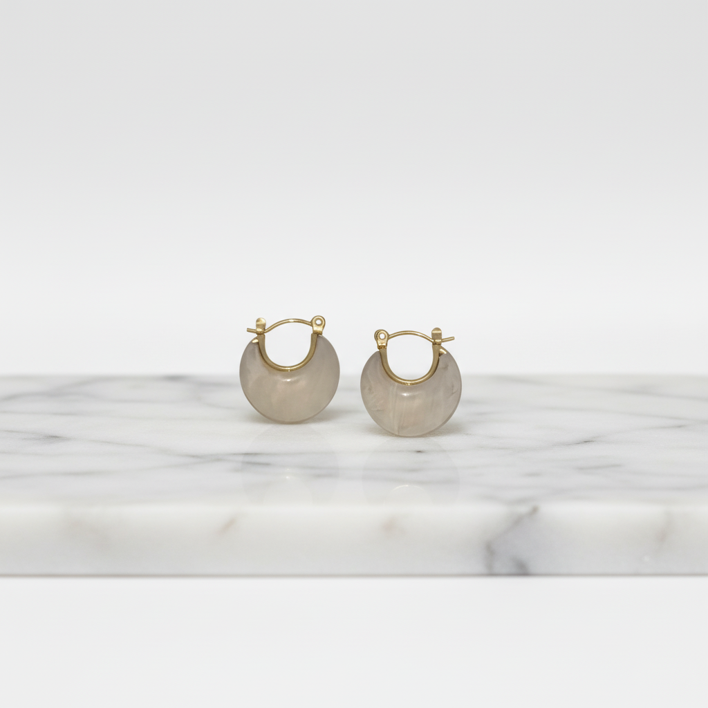 Gold Hoop Earrings with Frosted Finish – Minimalist Modern Statement Earrings for Women LE10352