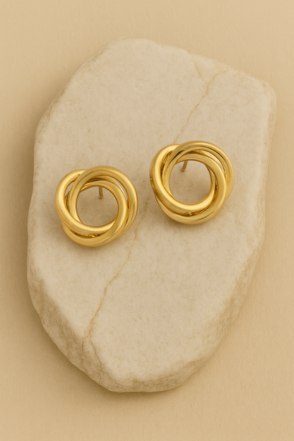 Gold Interlocking Knot Stud Earrings LE10231