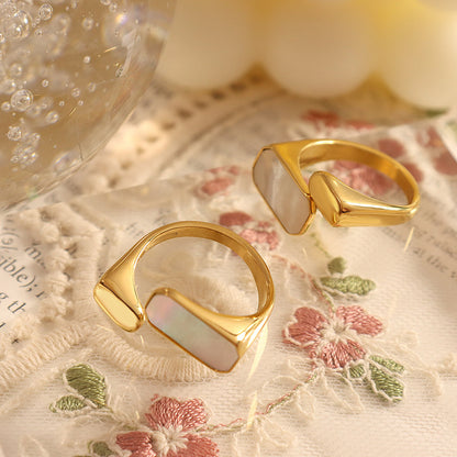 Gold Mother of Pearl Open Ring LR10112