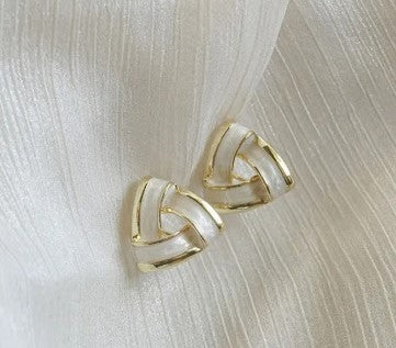 Gold Mother of Pearl Triangle Studs LE10163