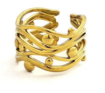 Gold Multi Row Orbit Adjustable Ring LR10135