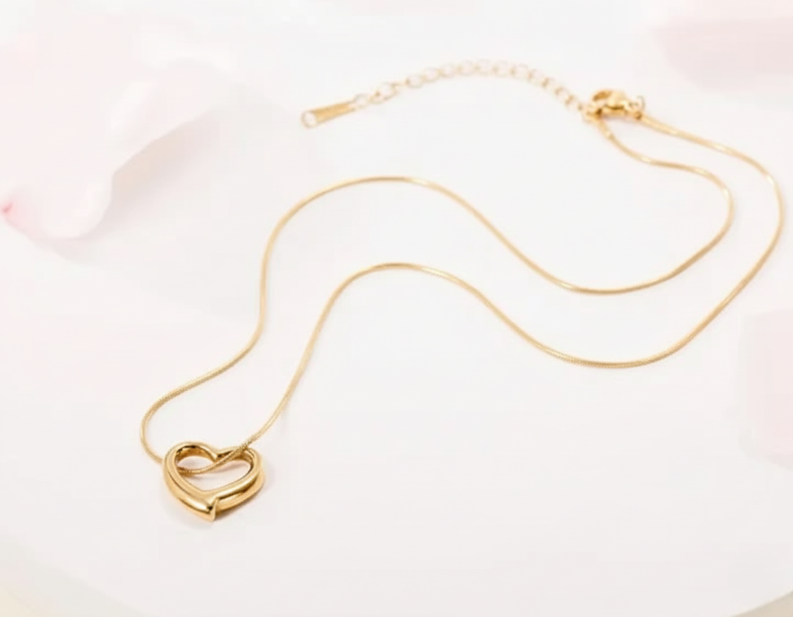 Gold Open Heart Pendant Necklace Gold Vermeil Modern Love Jewellery Minimalist Romantic Gift LN10124