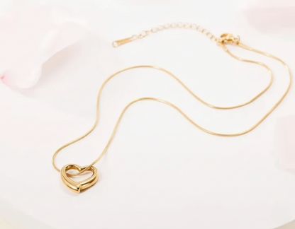 Gold Open Heart Pendant Necklace Gold Vermeil Modern Love Jewellery Minimalist Romantic Gift LN10124