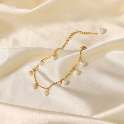 Gold Pearl Dangle Anklet LA10102
