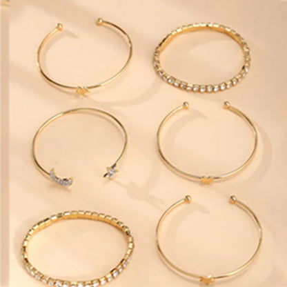 Gold Star & Moon Adjustable Cuff Bracelet Set LB10109