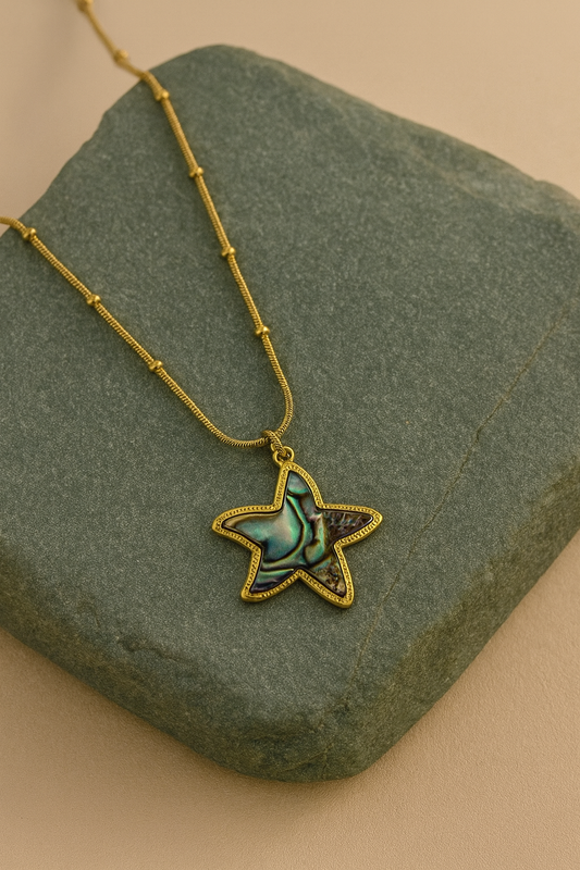 Gold Starfish Pendant Necklace with Abalone Shell Design | Ocean-Inspired Women’s Jewelry LN10231