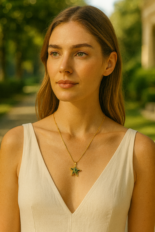 Gold Starfish Pendant Necklace with Abalone Shell Design | Ocean-Inspired Women’s Jewelry LN10231