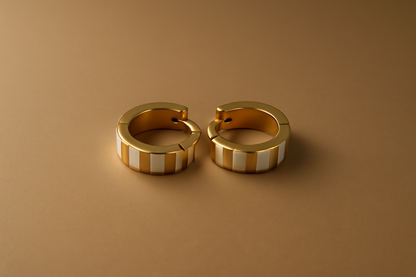 Gold Stripe Enamel Hoop Earrings LE10175