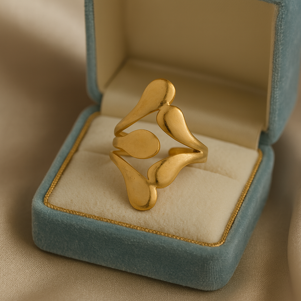 Gold Teardrop Petal Statement Ring LR10124