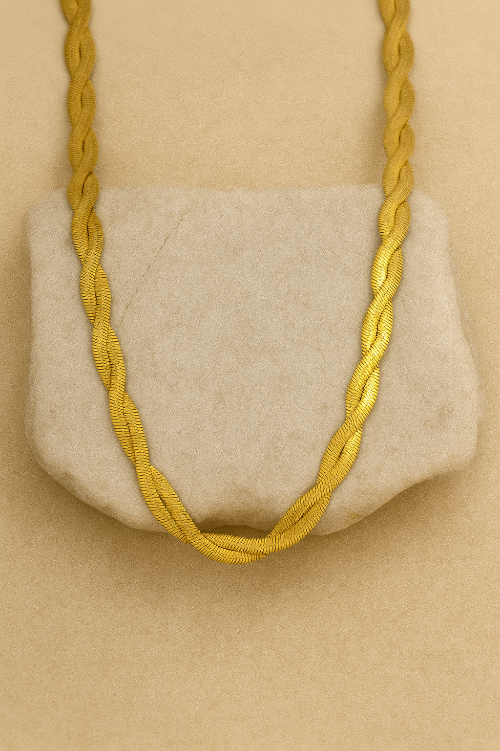 Gold Twisted Herringbone Chain Necklace LN10204