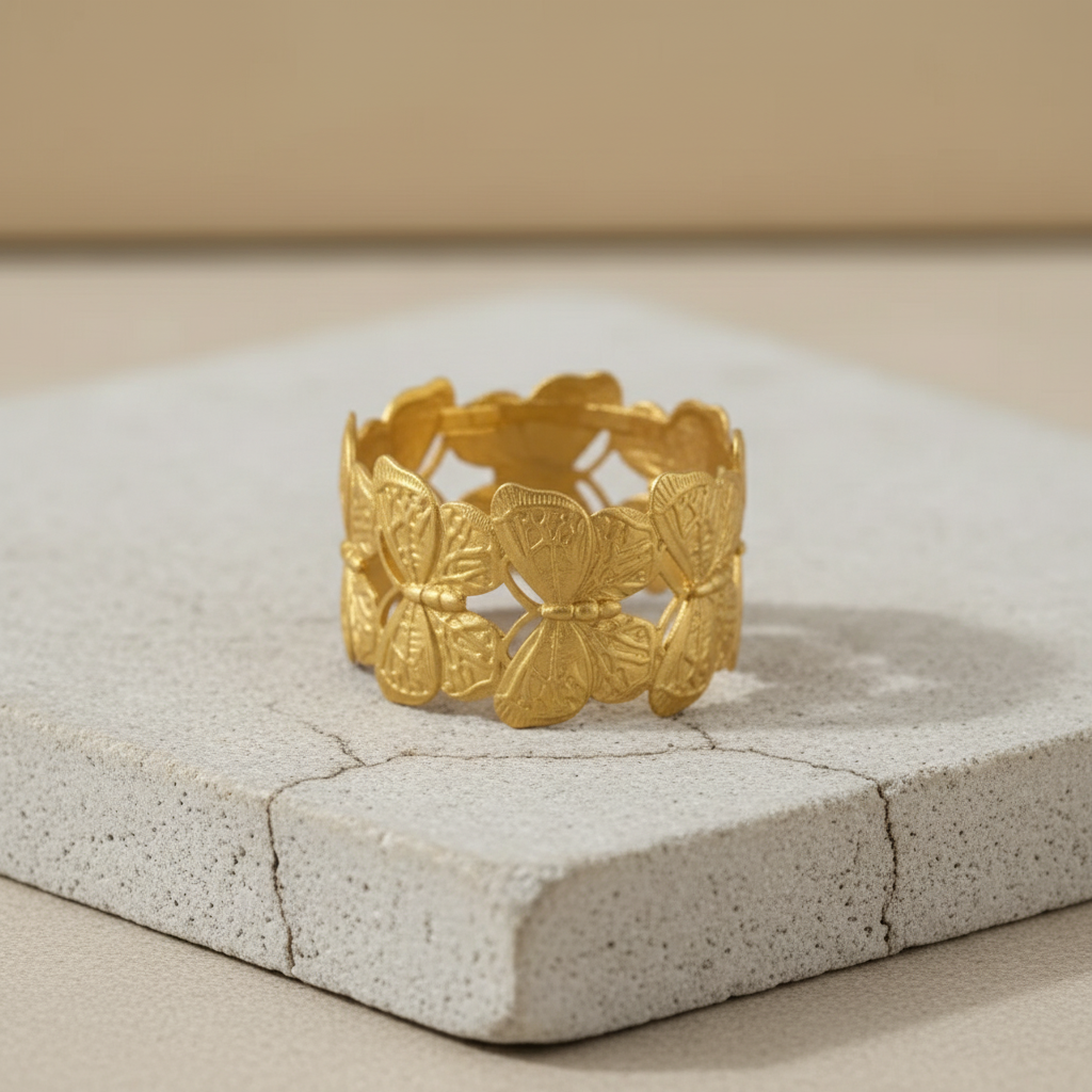 Butterfly Gold Cuff Bracelet – Nature-Inspired Statement Bangle LB10191