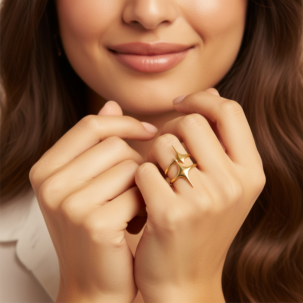 Gold Starburst Open Ring LR10115