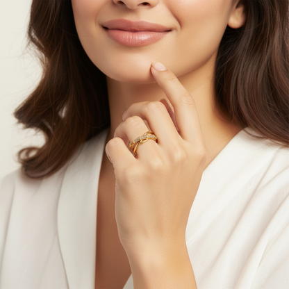 Gold Bamboo Open Ring LR10117